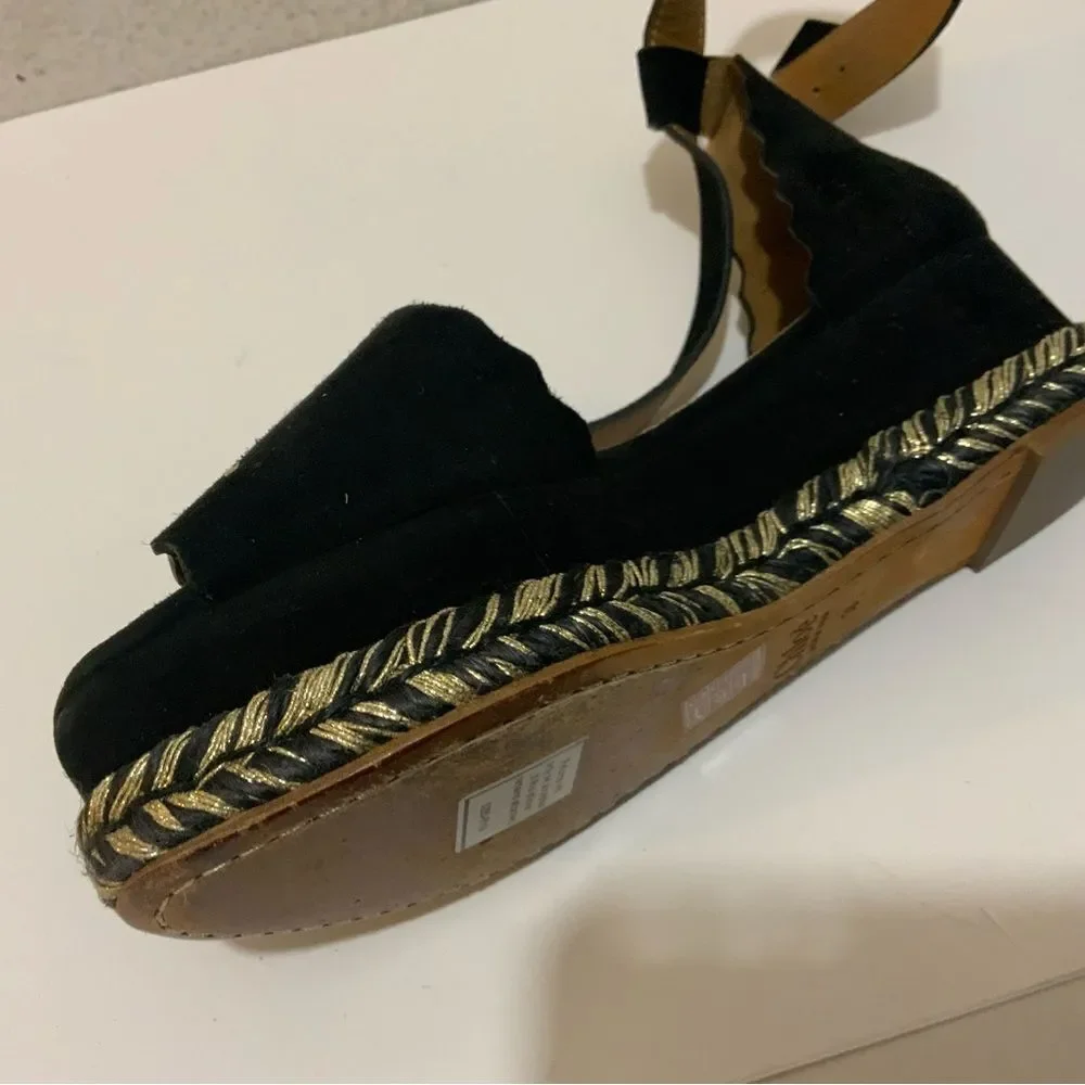 Chloe Black Suede Lauren Espadrille Wedge Sandals Size 36